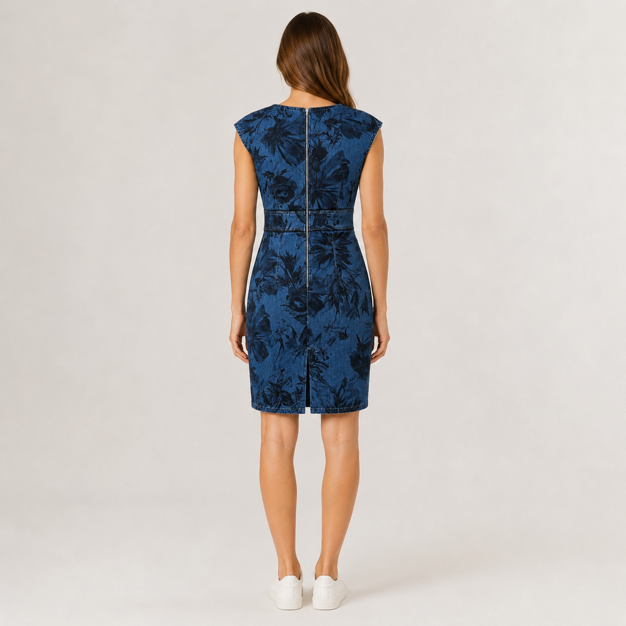 Rochie Kensol denim cu imprimeu floral