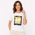 Tricou s.Oliver alb cu imprimeu grafic frontal