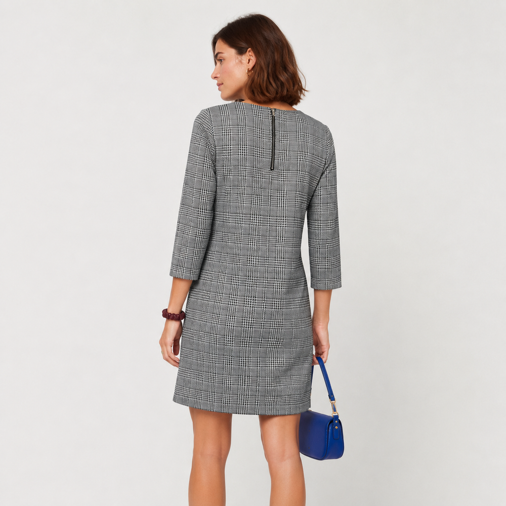 Rochie ONLY Brilliant în carouri Glen Check cu mâneci 3/4