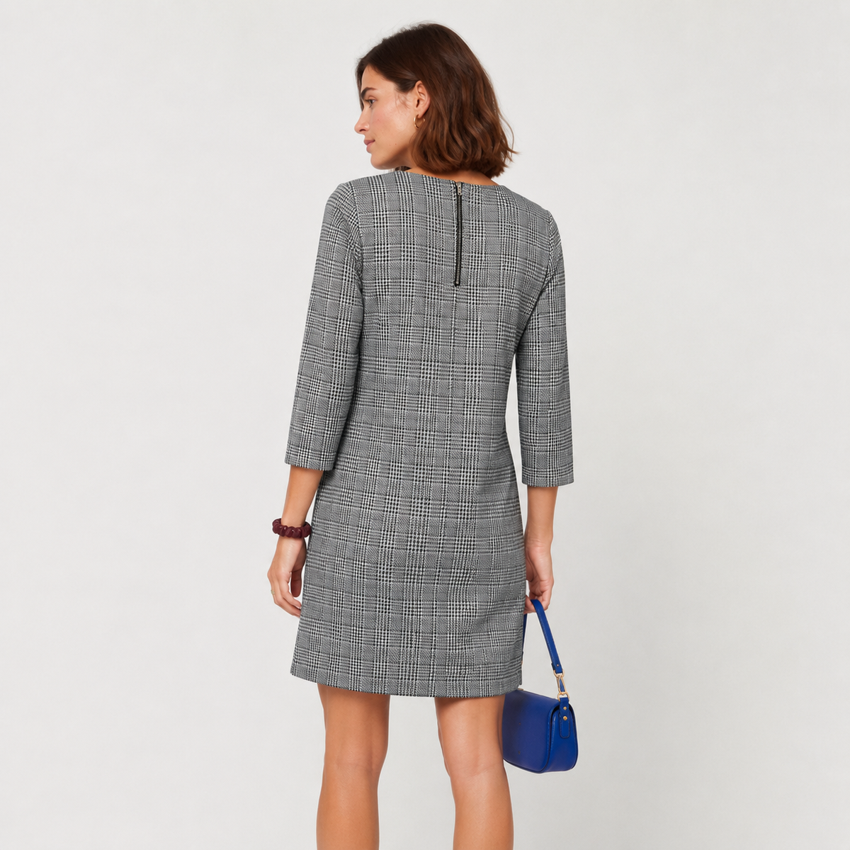 Rochie ONLY Brilliant în carouri Glen Check cu mâneci 3/4
