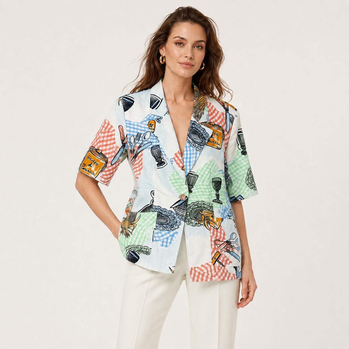 Sacou Louis Féraud vintage de lux cu imprimeu multicolor