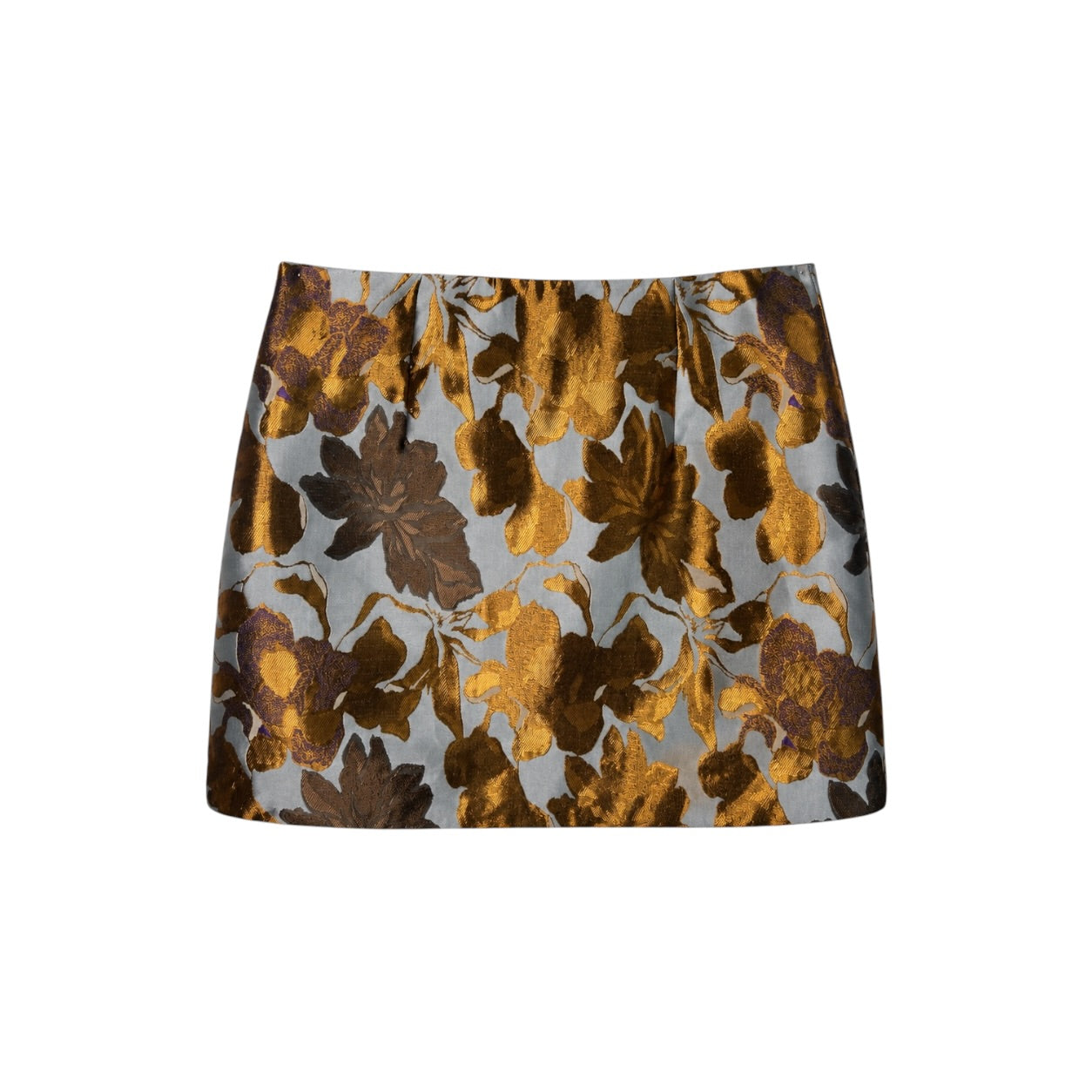 Fustă mini Brave Soul gri cu imprimeu floral auriu