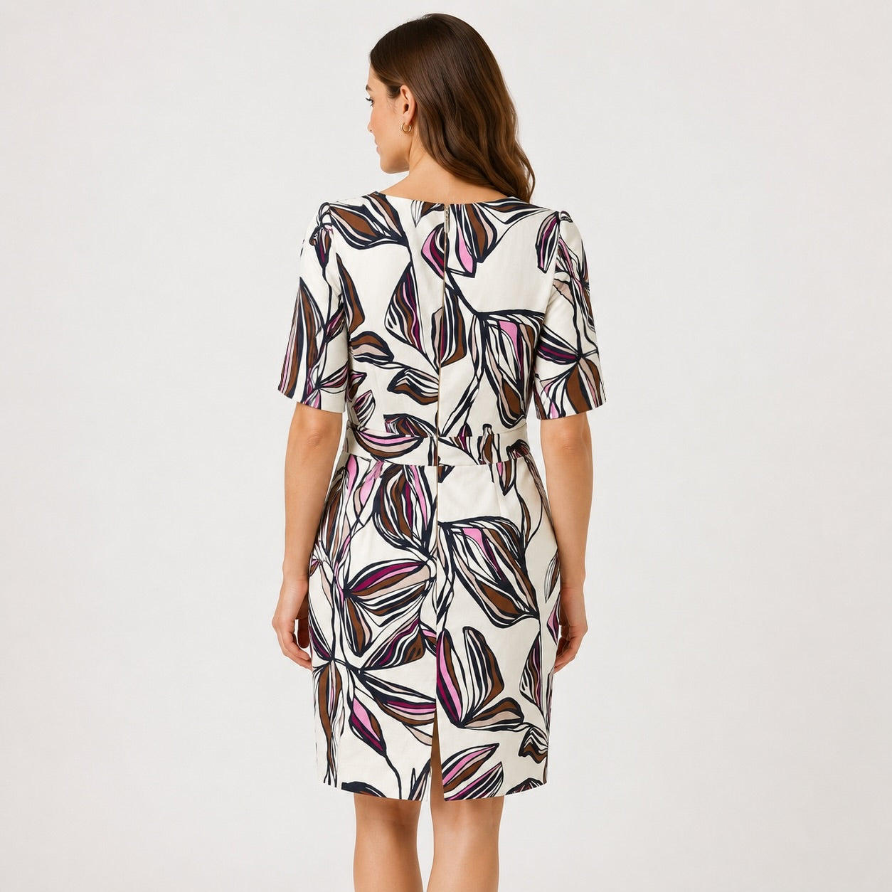 Rochie Comma ivoire cu imprimeu abstract colorat