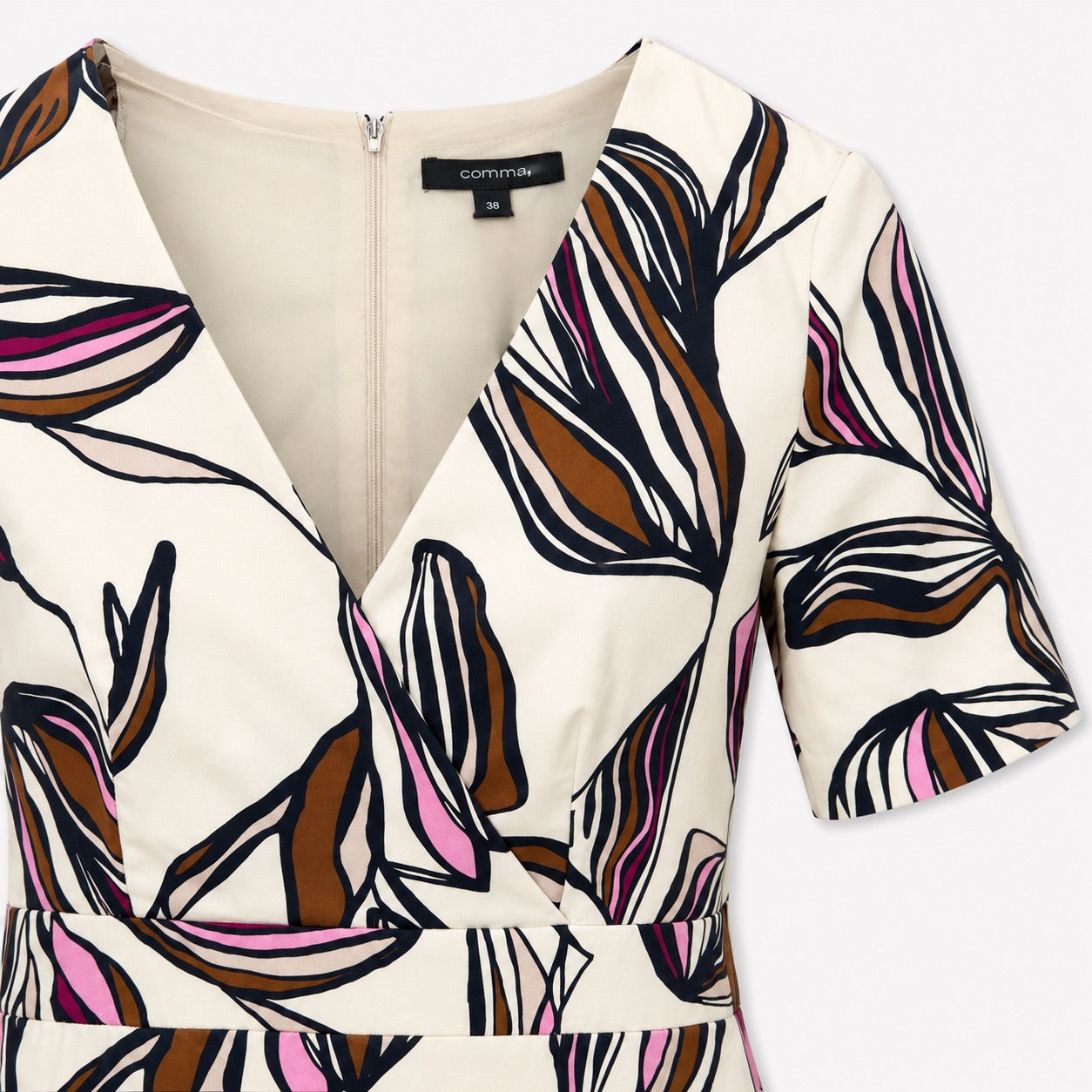Rochie Comma ivoire cu imprimeu abstract colorat