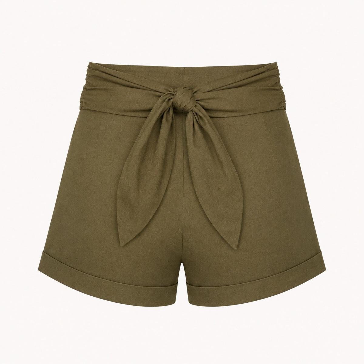 Pantaloni scurți Liu Jo kaki cu talie înaltă