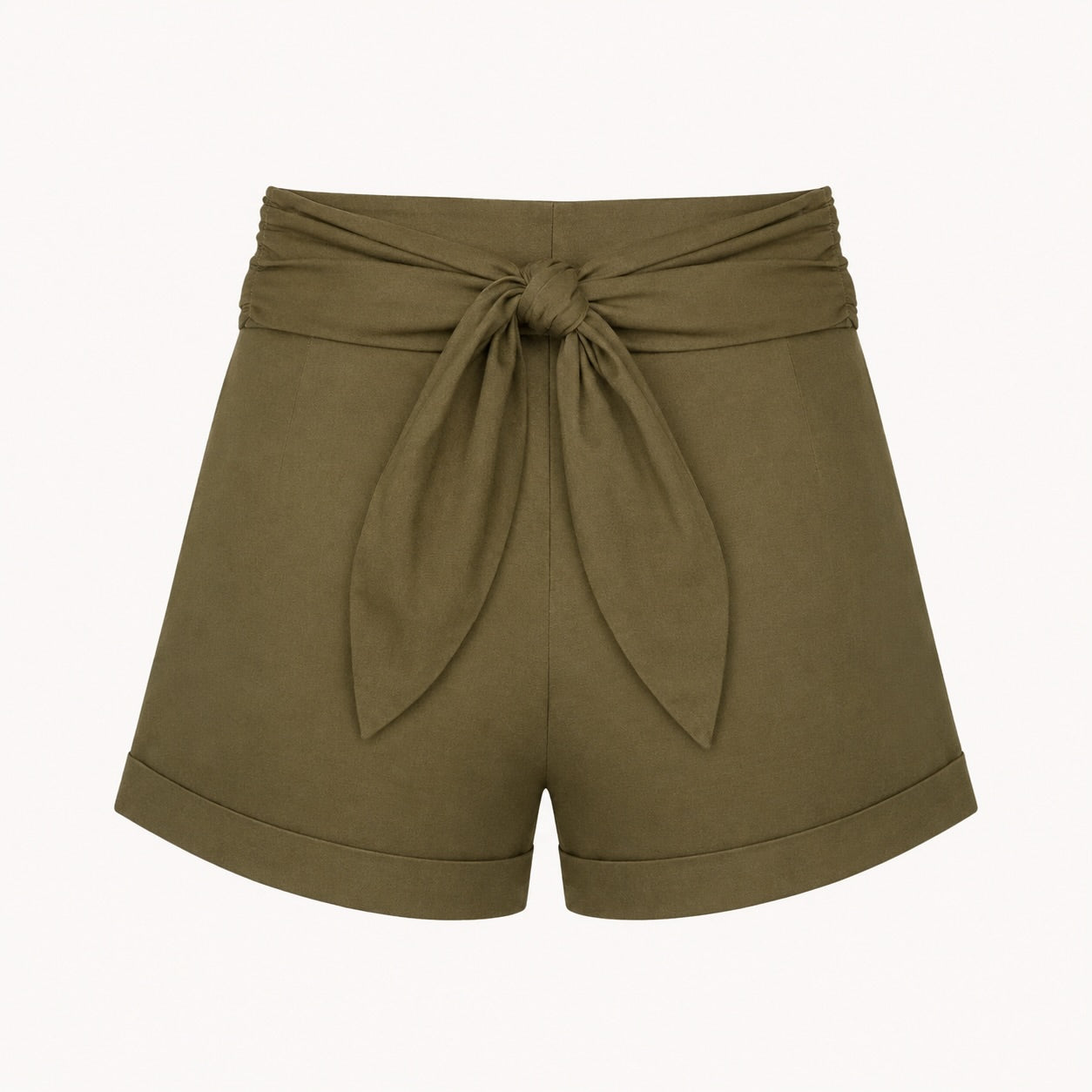 Pantaloni scurți Liu Jo kaki cu talie înaltă