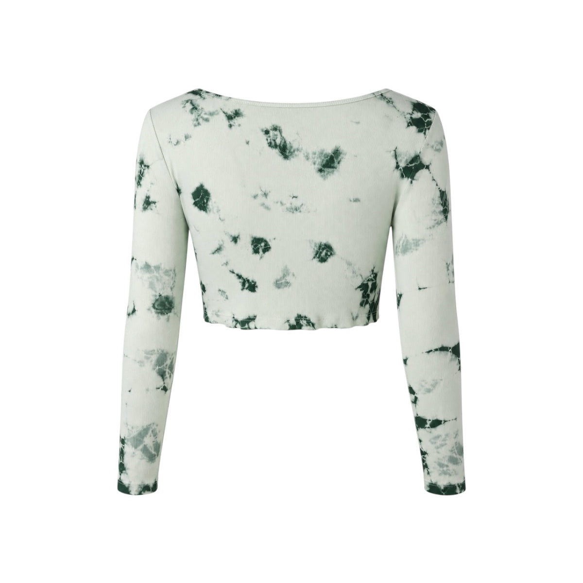 Bluză Only Life cropped verde mentă cu imprimeu tie dye și decolteu în V