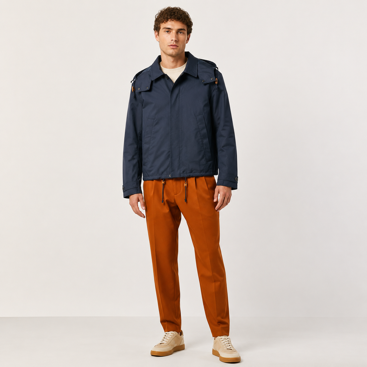 Jachetă United Colors of Benetton cu glugă detașabilă și croială scurtă
