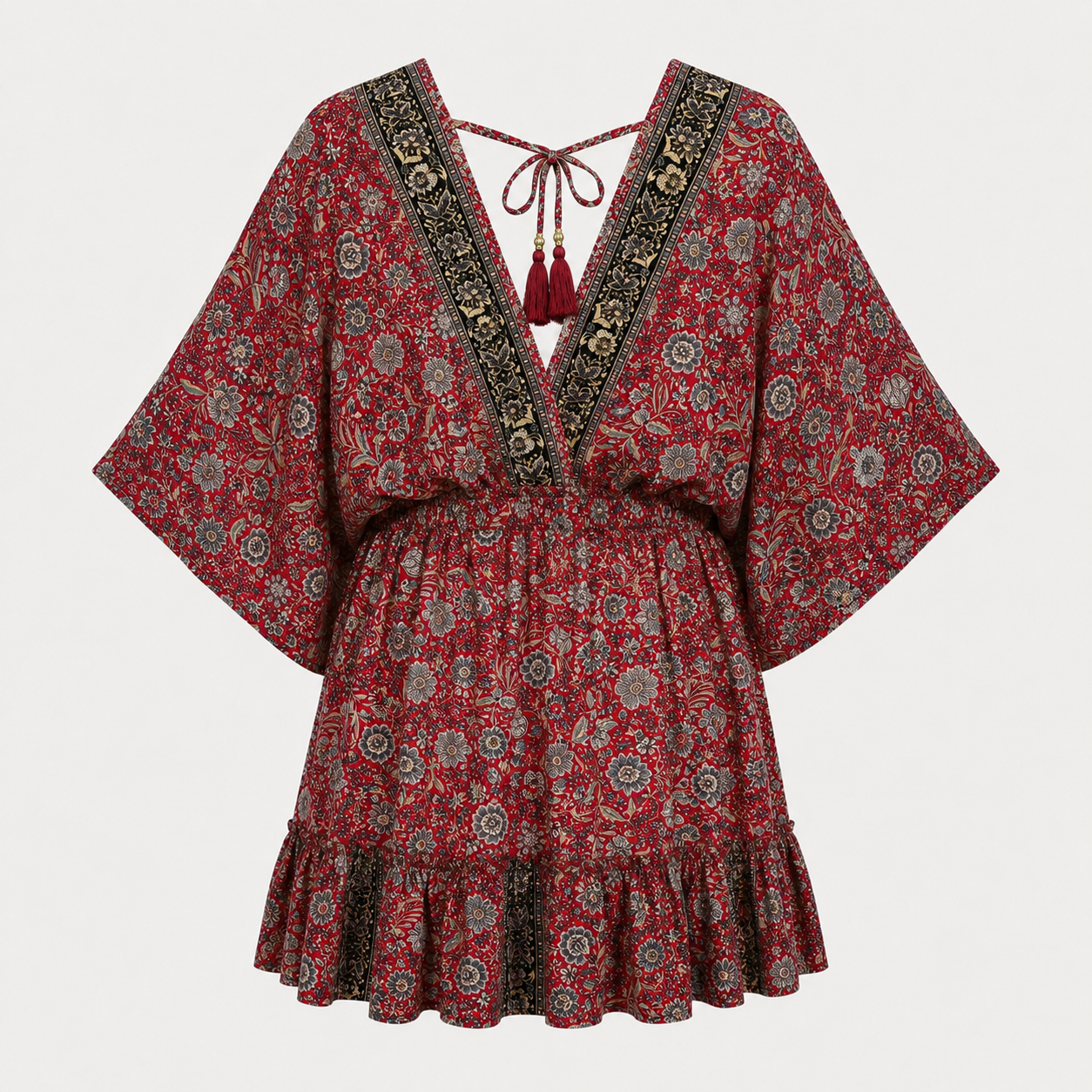 Rochie Boho din mătase naturală cu imprimeu floral