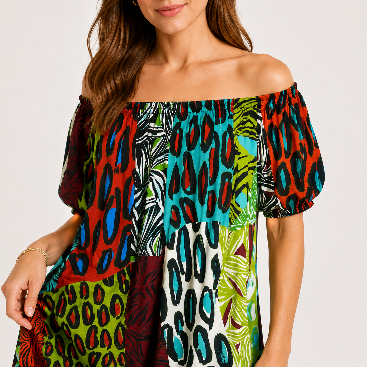 Rochie Marc Cain multicoloră cu umeri goi