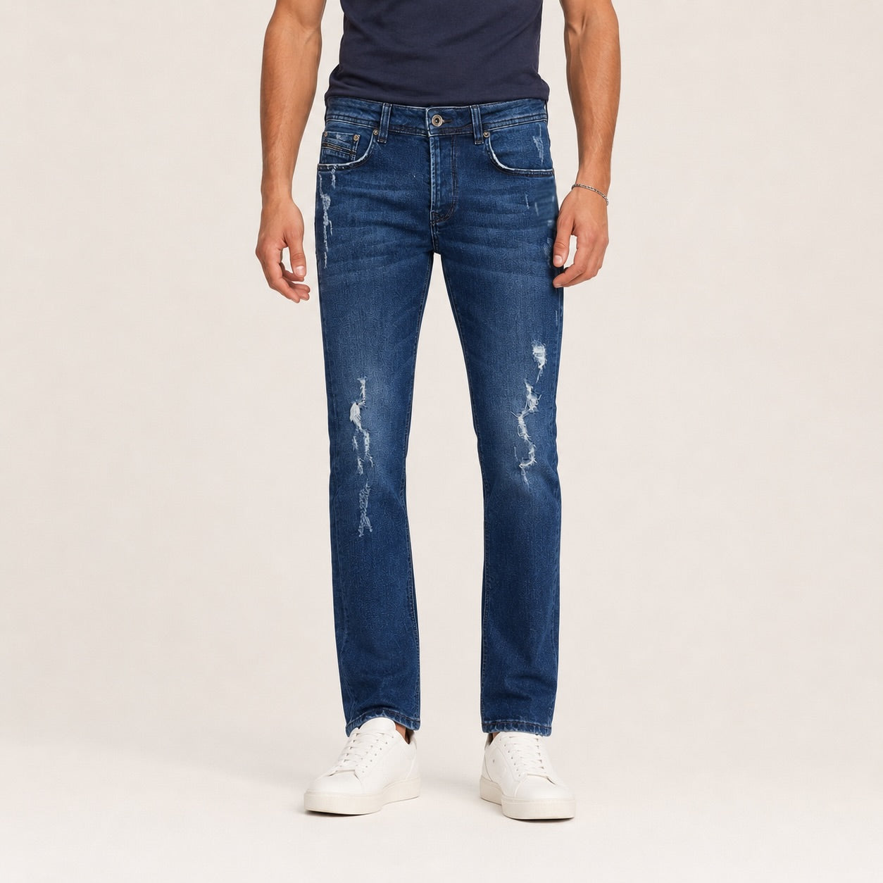 Blugi Diesel Limited Edition albastru închis distressed