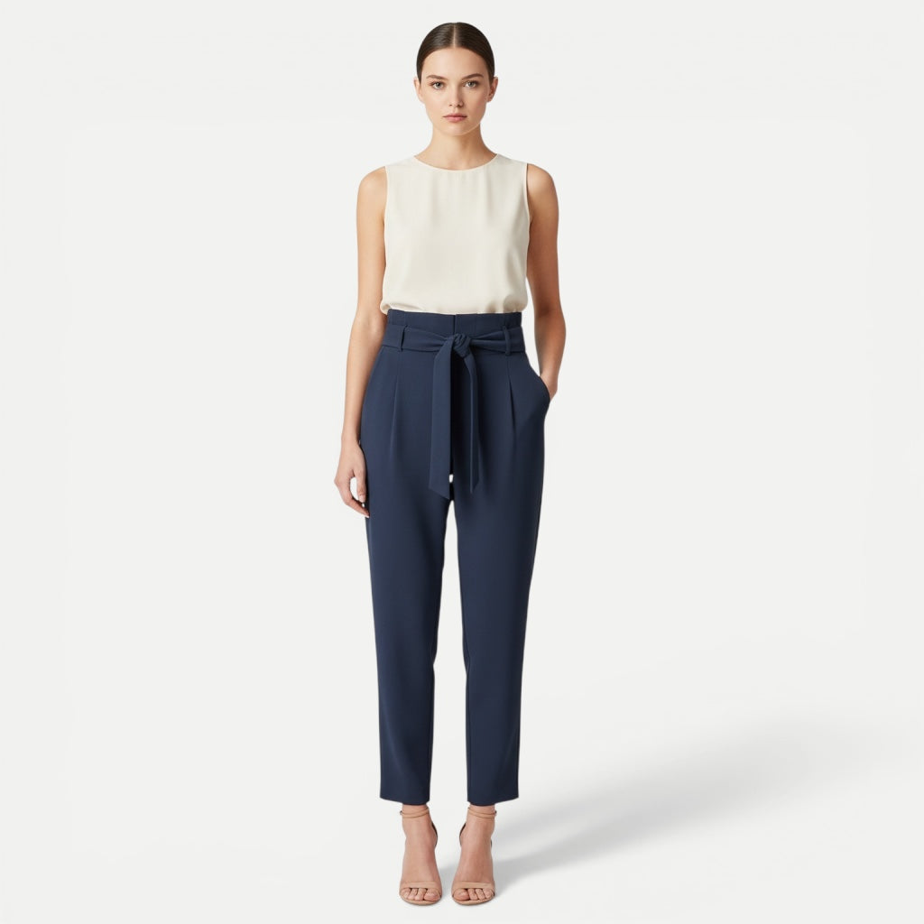Pantaloni Mango Eleganți Bleumarin