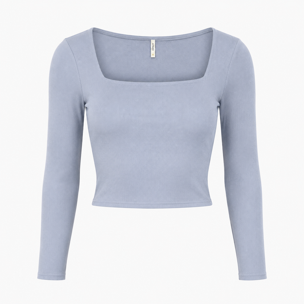 Top ONLY albastru deschis cu decolteu pătrat