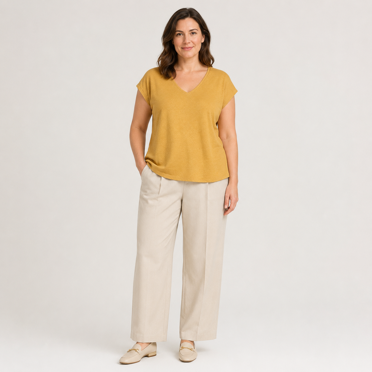 Tricou Soyaconcept galben muștar cu decolteu în V