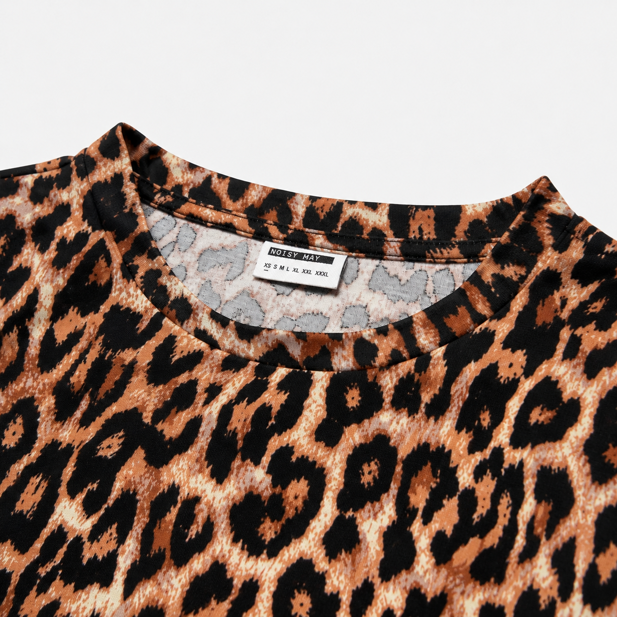 Tricou Noisy May cropped cu imprimeu leopard