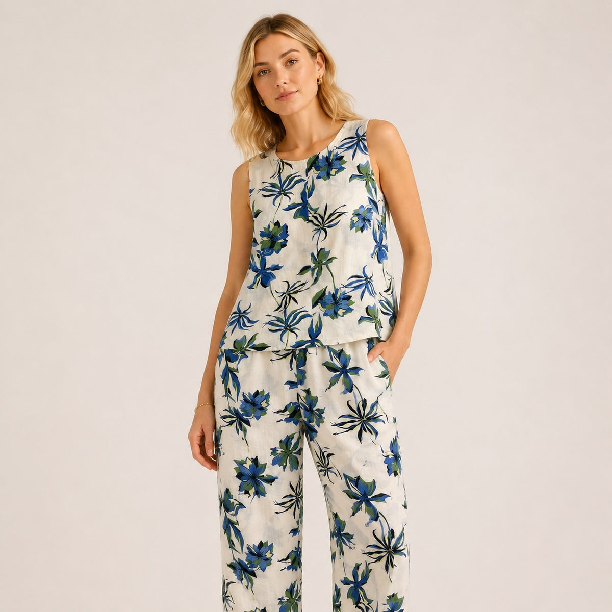 Set United Colors of Benetton Pure Linen cu imprimeu floral