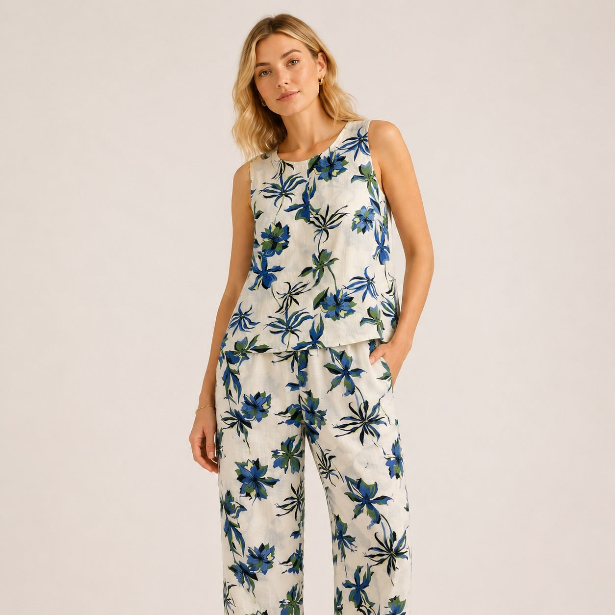 Set United Colors of Benetton Pure Linen cu imprimeu floral
