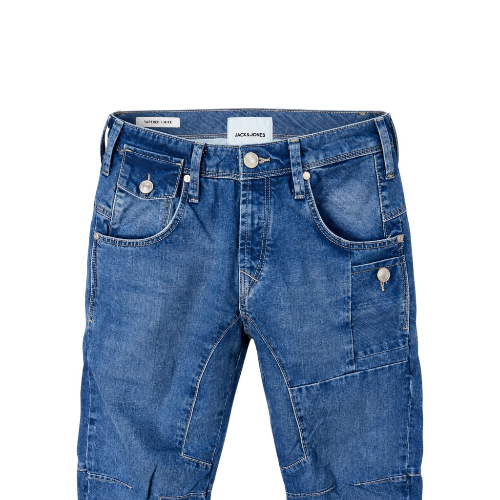 Blugi Jack & Jones Tapered Mike albaștri cu buzunare utilitare