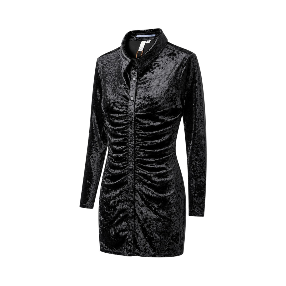 Rochie QS by s.Oliver din catifea neagră cu drapaje și nasturi