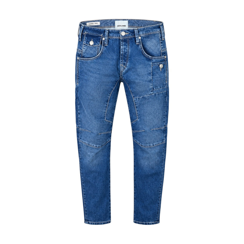 Blugi Jack & Jones Tapered Mike albaștri cu buzunare utilitare