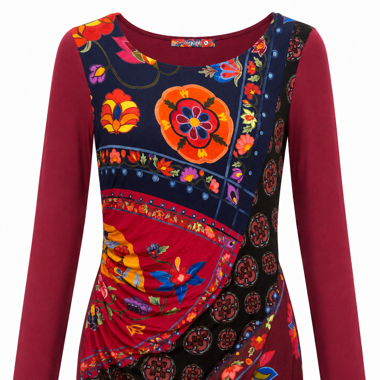 Rochie Desigual vișinie cu imprimeu floral