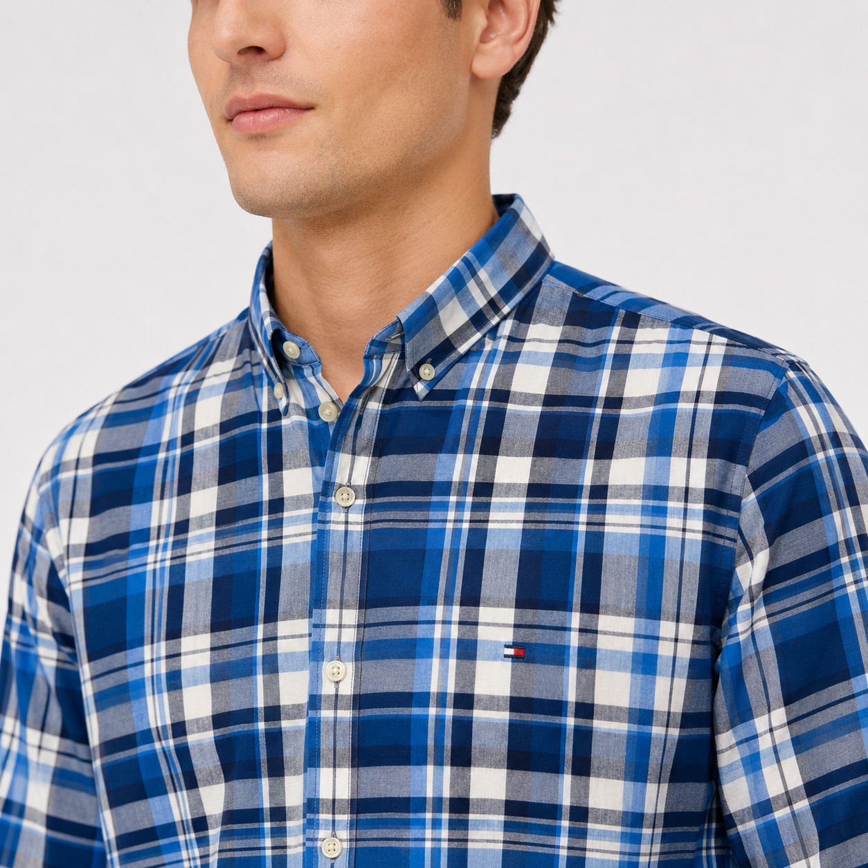 Cămașă Tommy Hilfiger Slim Fit în carouri albastre