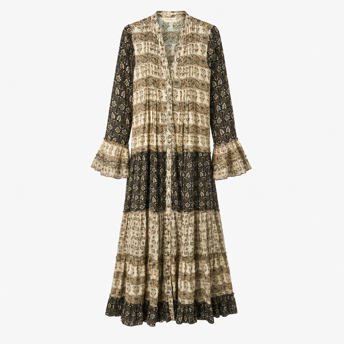 Rochie Isla Ibiza Bonita bej cu imprimeu boho