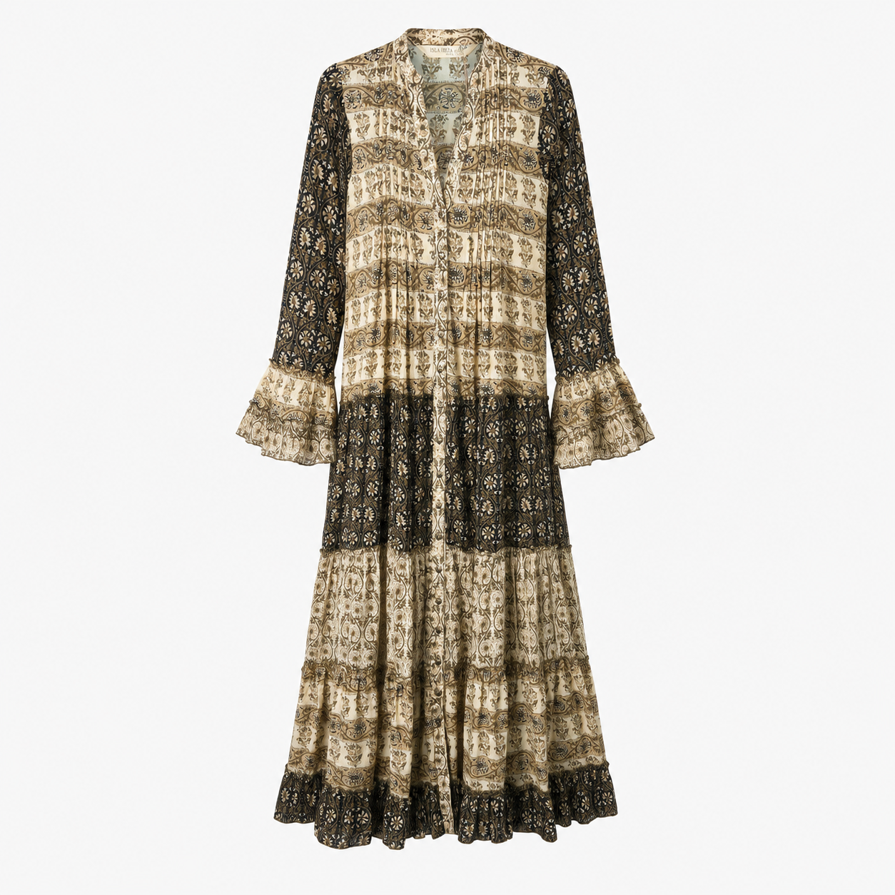 Rochie Isla Ibiza Bonita bej cu imprimeu boho