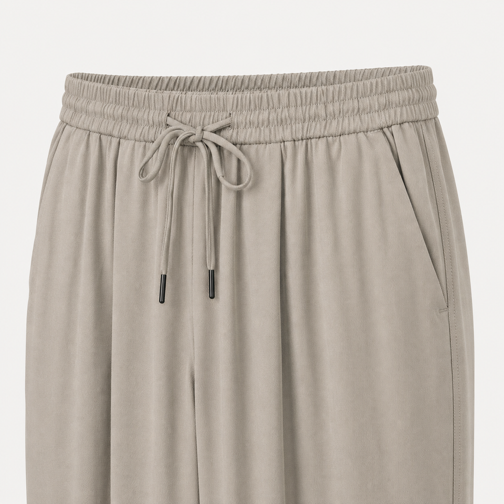 Pantaloni Mango kaki deschis cu talie elastică