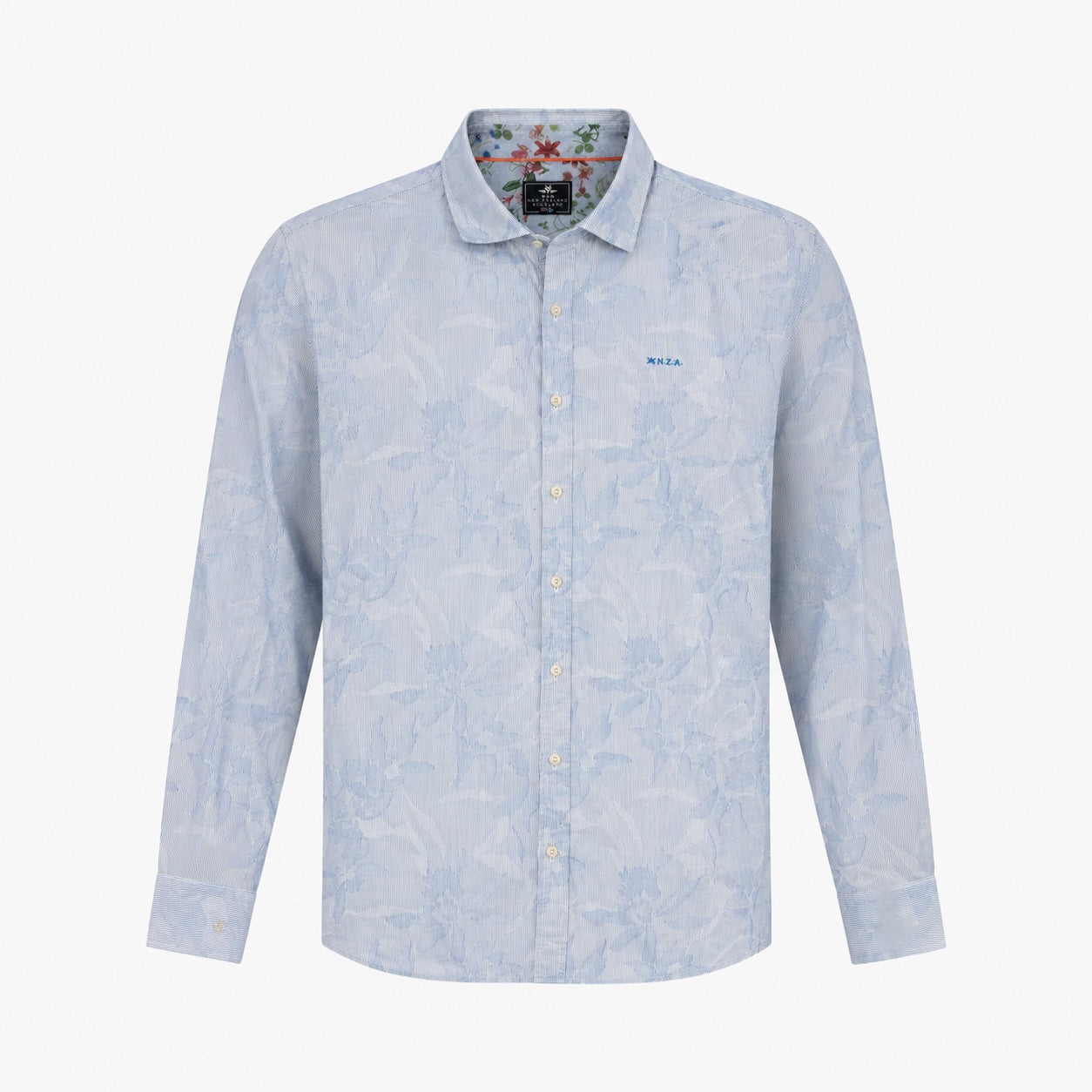 Cămașă N.Z.A. albastru deschis cu model floral discret