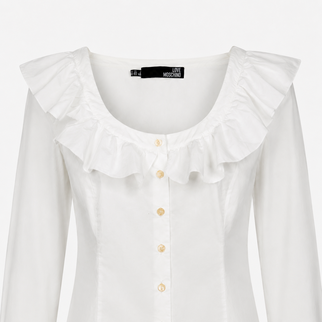 Cămașă Love Moschino albă cu volane