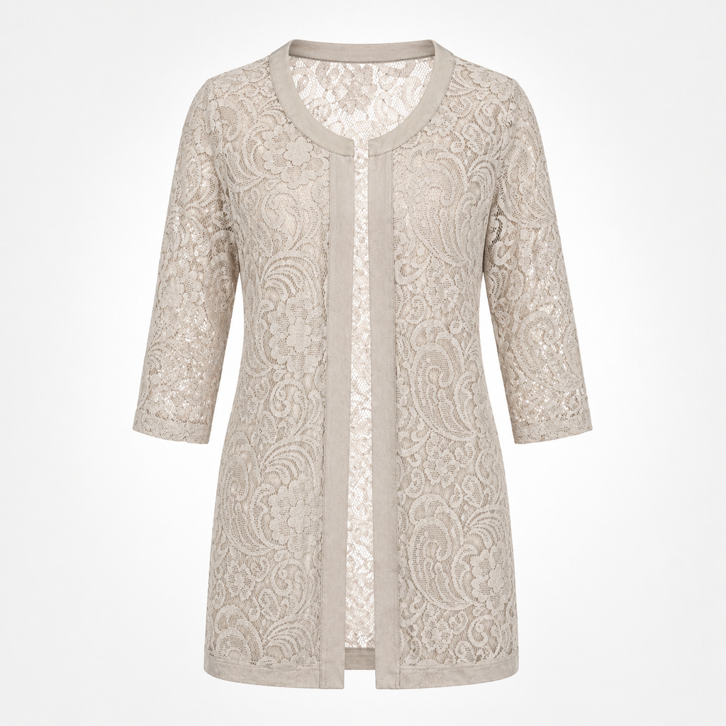 Set rochie din dantelă și cardigan Comma bej