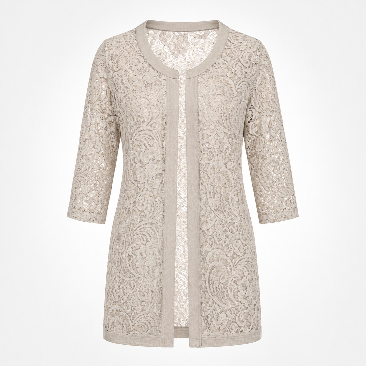 Set rochie din dantelă și cardigan Comma bej