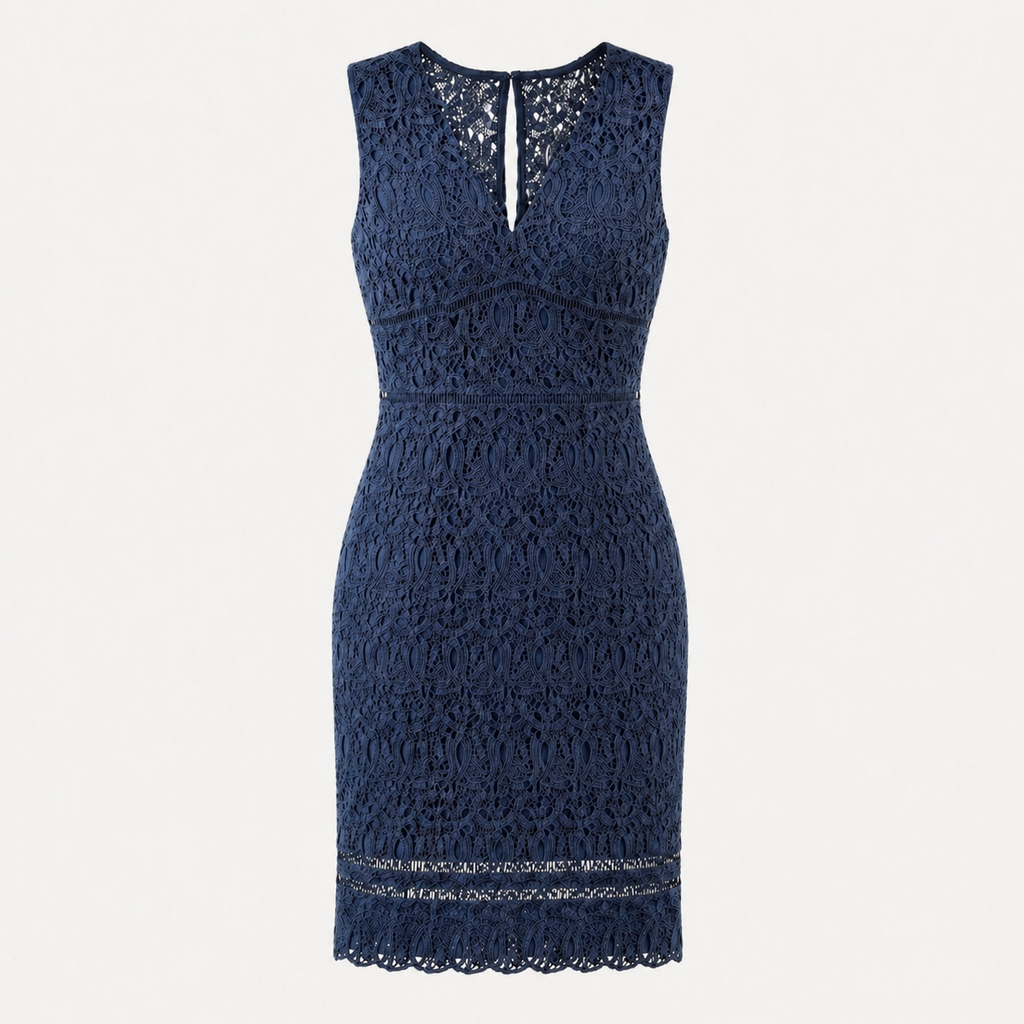Rochie bleumarin Massimo Dutti din dantelă