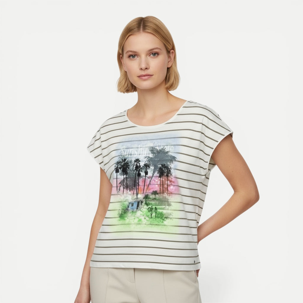 Tricou Gerry Weber Alb În dungi
