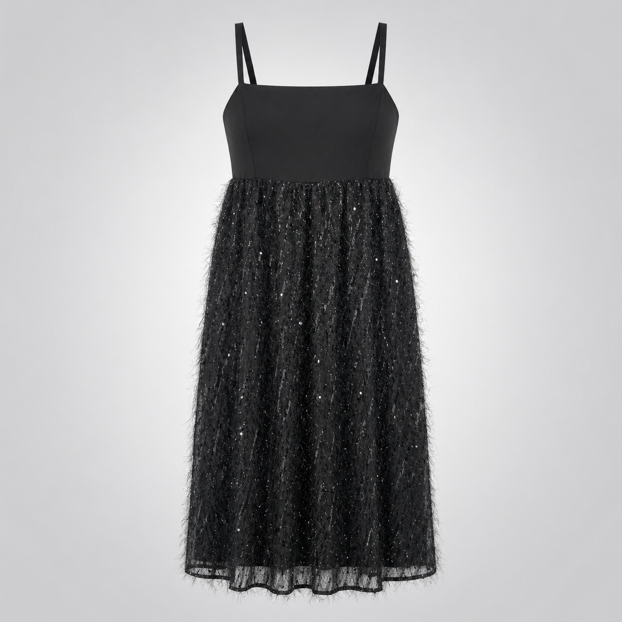 Rochie neagră KAFFE din tul texturat cu paiete