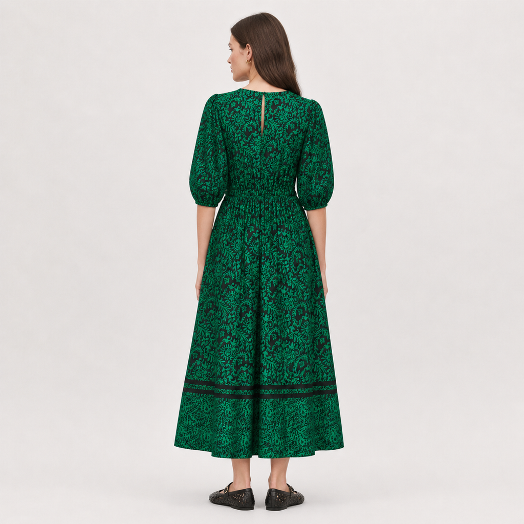 Rochie Friends Like These verde cu imprimeu floral