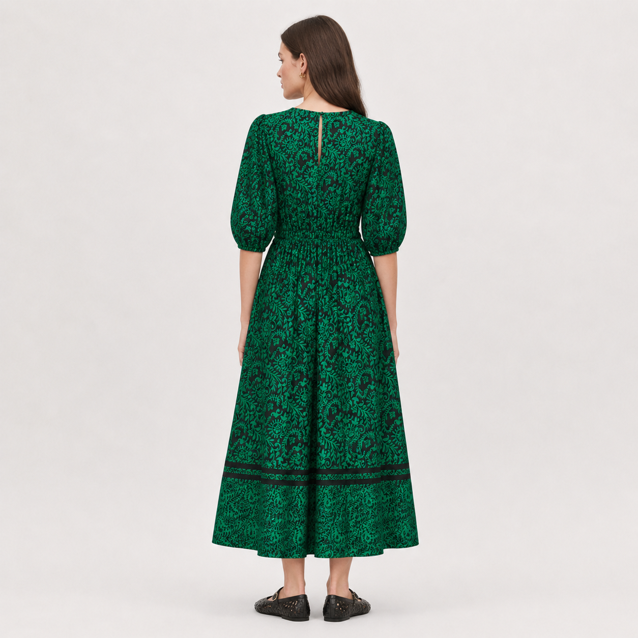 Rochie Friends Like These verde cu imprimeu floral