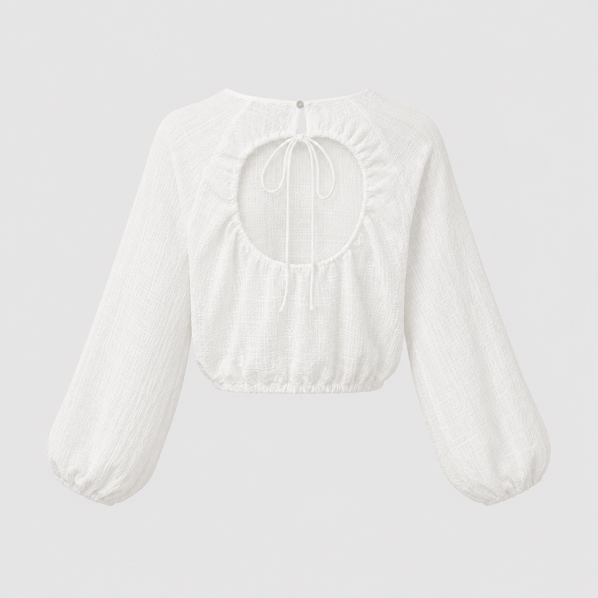 Bluză Bershka albă crop cu spate decupat