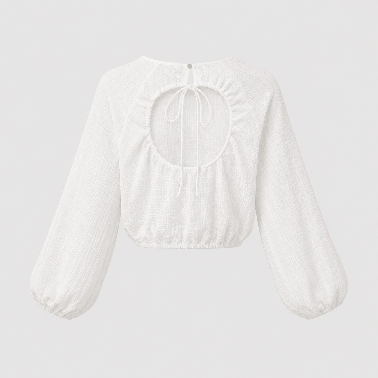 Bluză Bershka albă crop cu spate decupat