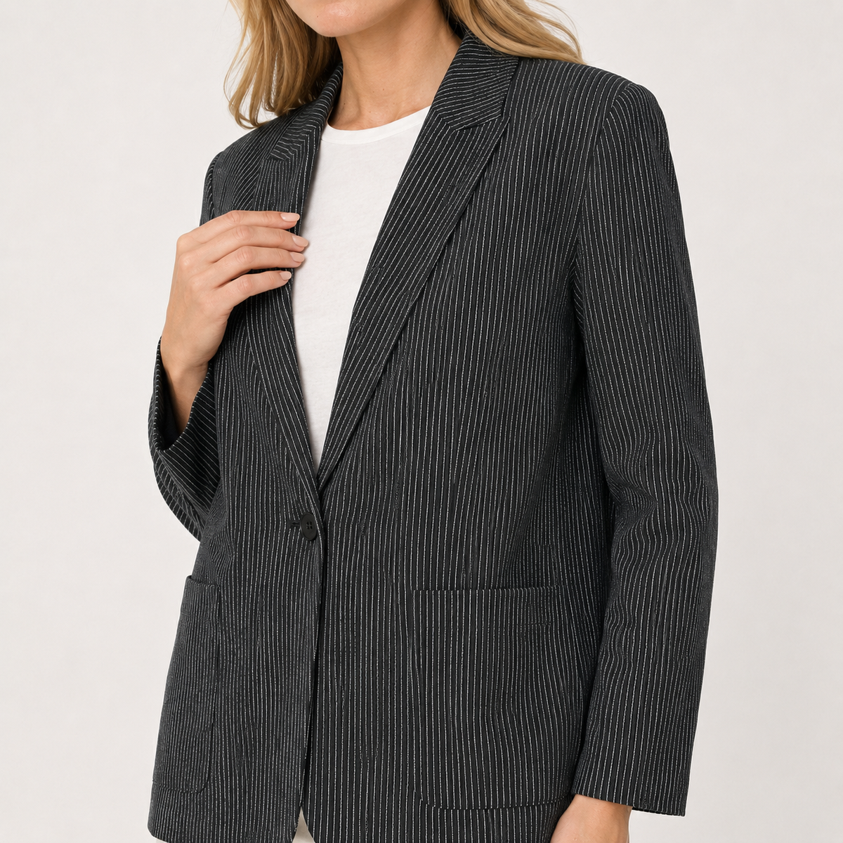 Sacou H&M negru cu dungi verticale