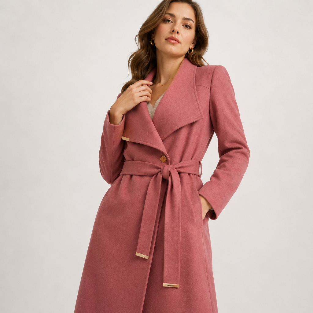 Palton Ted Baker Langley roz cu cordon