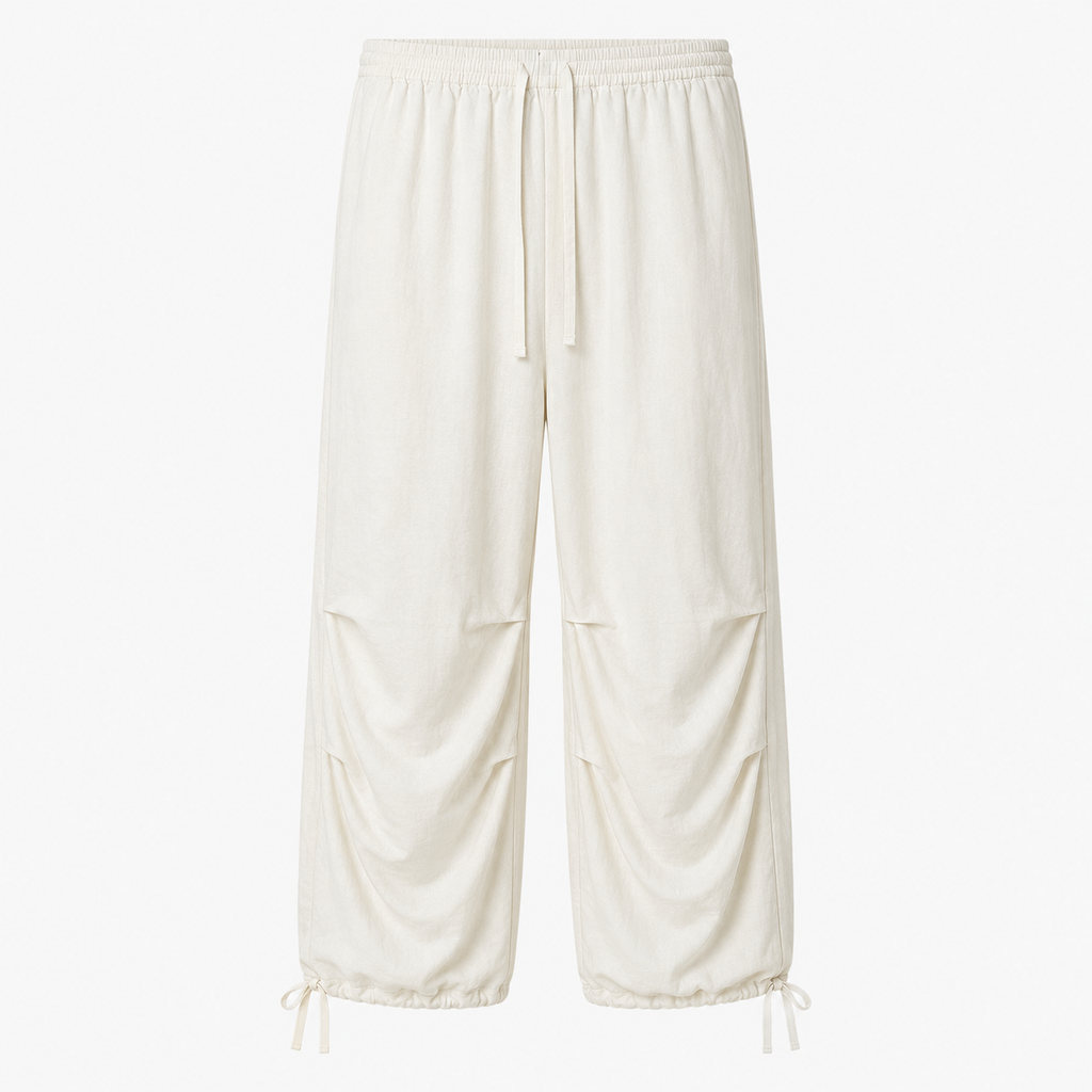 Pantaloni Yourturn parachute albi