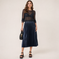 Fustă midi plisată Mango Casual bleumarin
