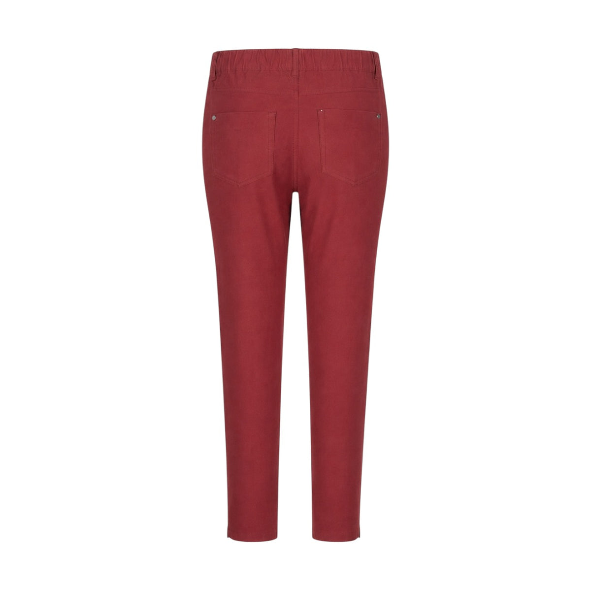 Pantaloni Madeleine bordo cu croială slim și talie elastică