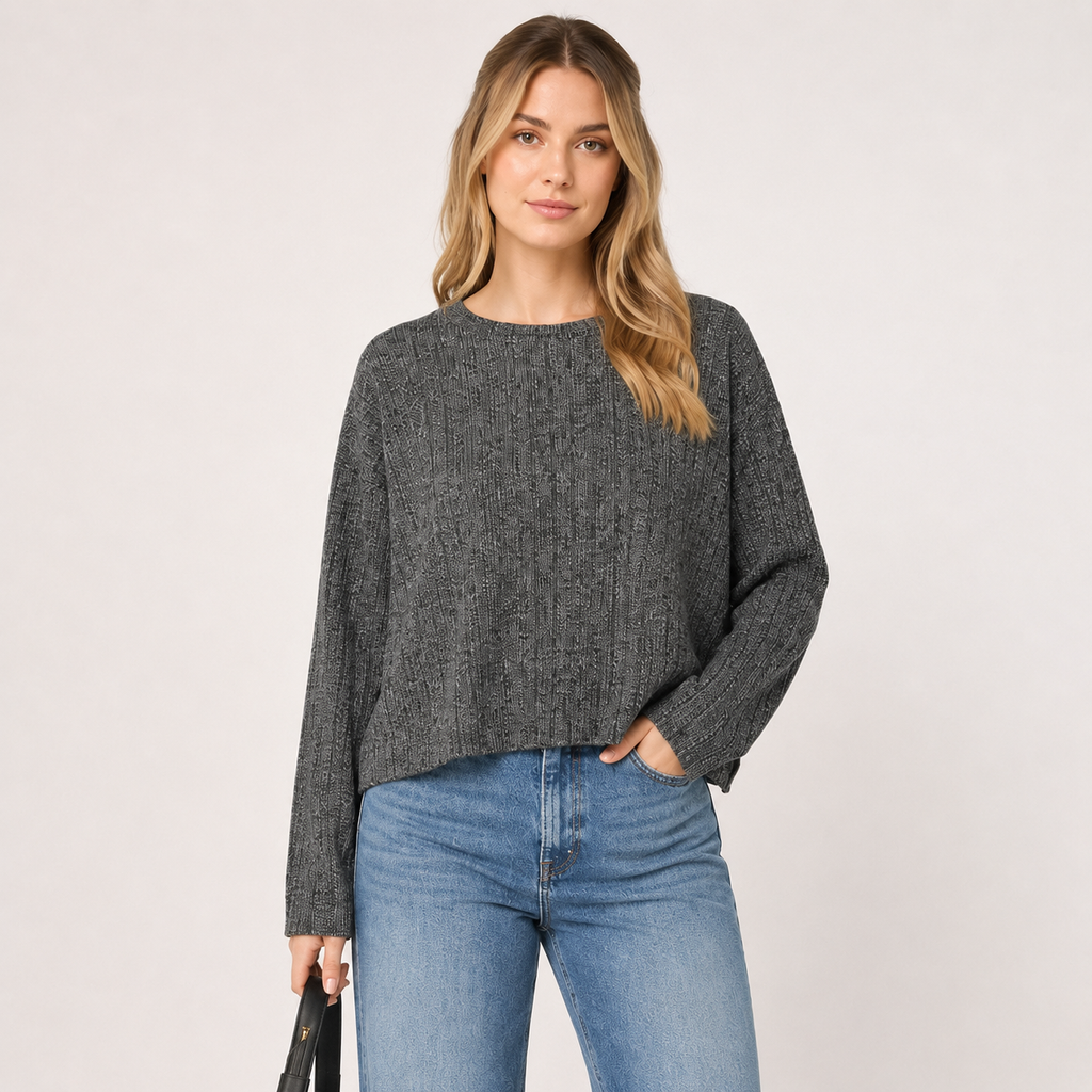 Pulover QS by s.Oliver cu textură reiată și croială oversized