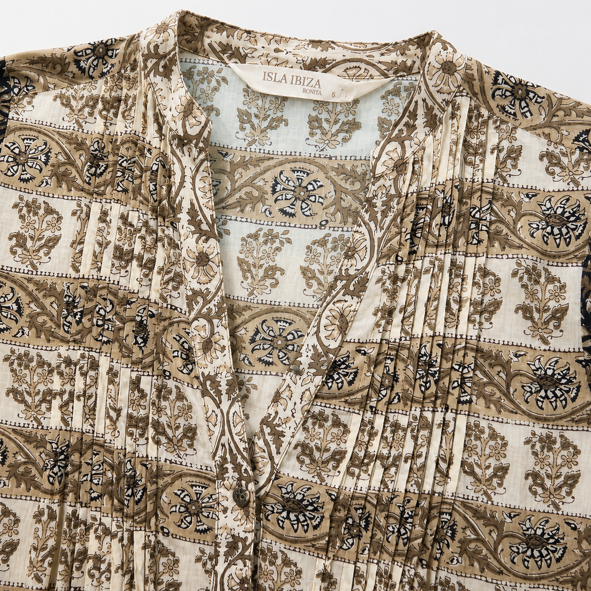 Rochie Isla Ibiza Bonita bej cu imprimeu boho