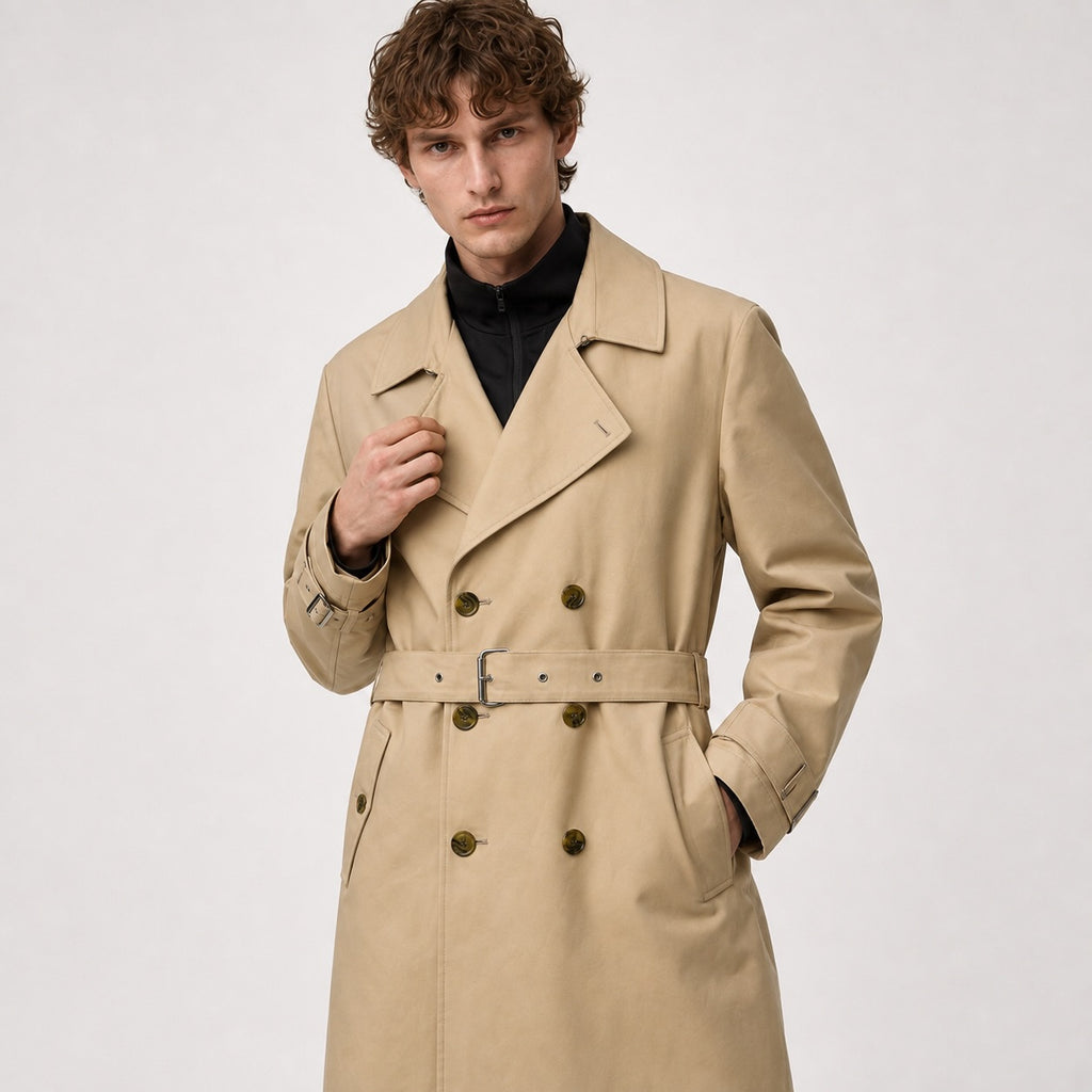 Trenci ASOS Design cu două rânduri de nasturi și centură