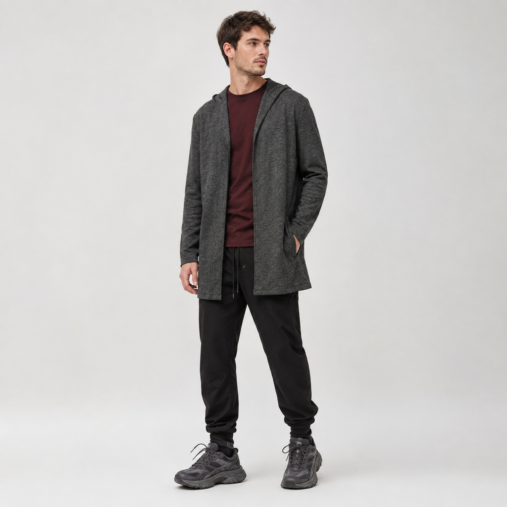 Cardigan Piazza Italia Man cu glugă și croială lungă
