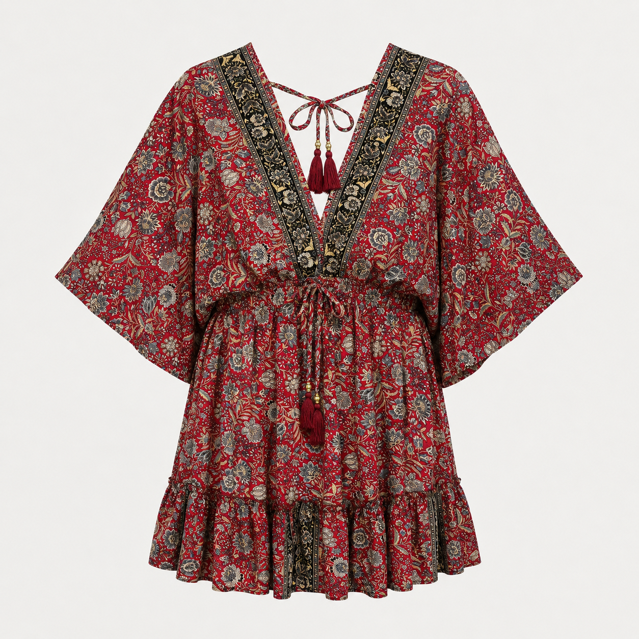 Rochie Boho din mătase naturală cu imprimeu floral